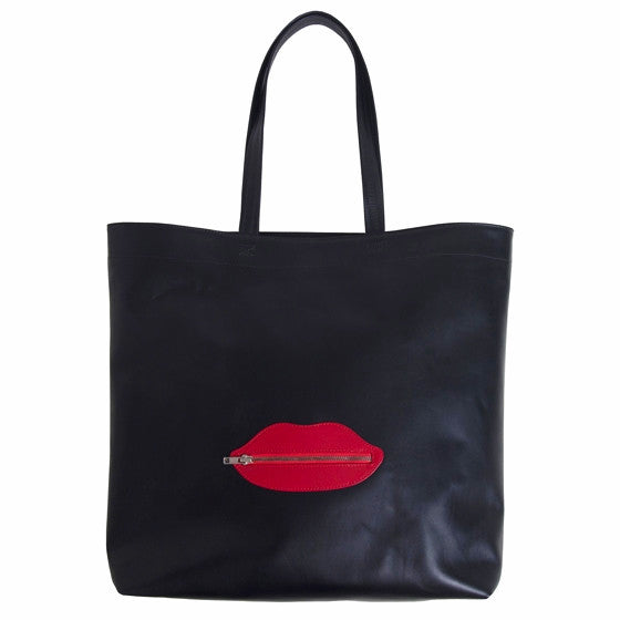 Red Valentino Lips Shopper Tote - Black Totes, Handbags - WRE43441